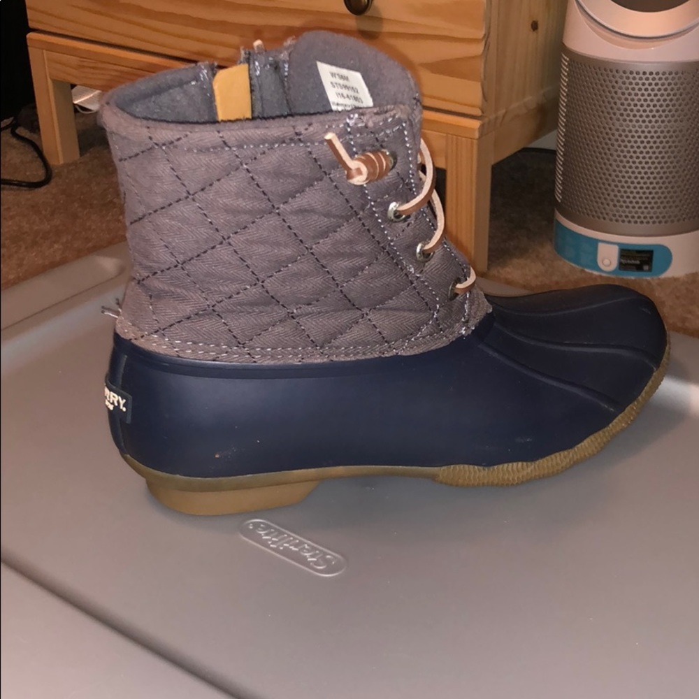 Sperry Navy and Brown Winter Rain Boots
